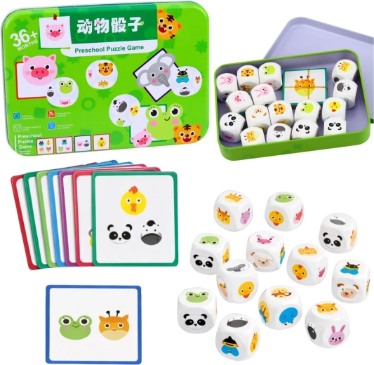 Edukativna drvena igra s kockama – spari životinje