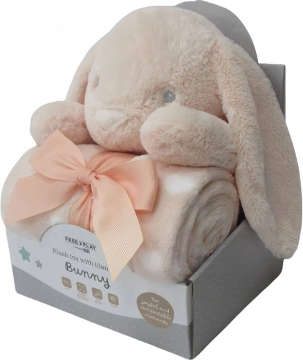 Freeon free2play plišani zečić s dekicom bunny peach - 1 kom