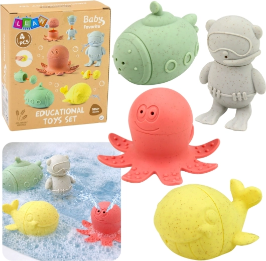 Senzoričke gumene igračke za kupanje, pastelne figurice, 4 kom
