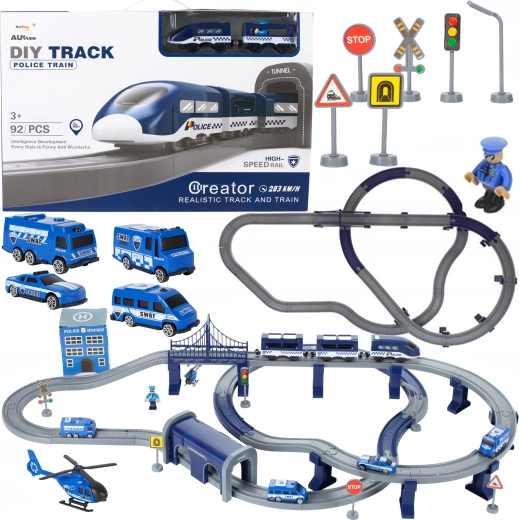 Policijska električna željeznička pruga s helikopterom 103 × 61 × 15 cm