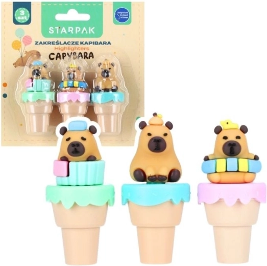 Mini Capybara highlighters (set of 3 pcs)