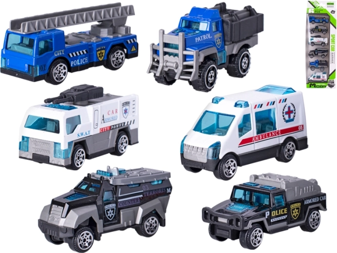 Metal Police Cars 7 cm - 6 pcs