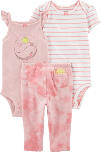 Carter's 3-dijelni set za bebu Pink Whale – tajice i 2× body, vel. 56