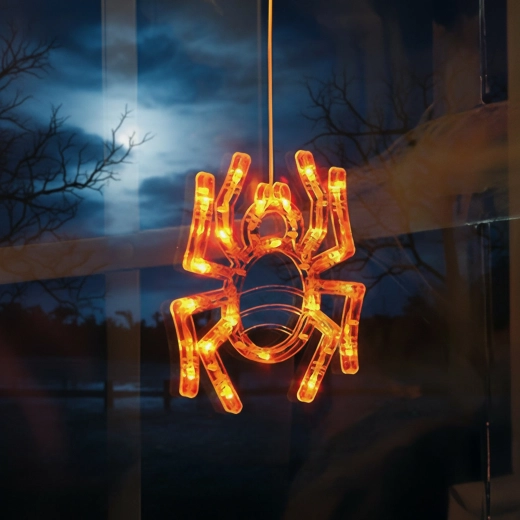 Halloween LED spider decoration with suction cup, 12 LEDs