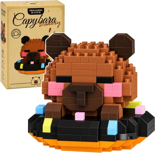 Mini konstrukcijski set za slaganje kapibara na donutu smeđa (306 dijelova)