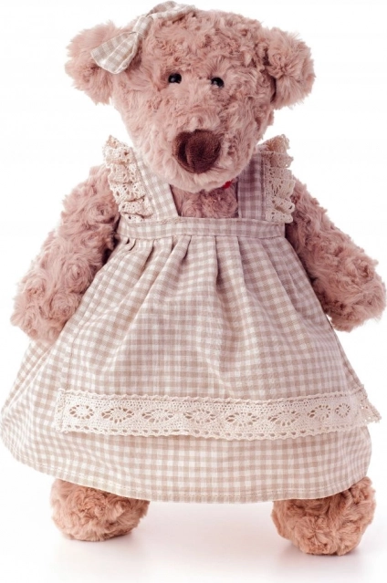 Plišani medo Lumpinka u kariranoj haljini