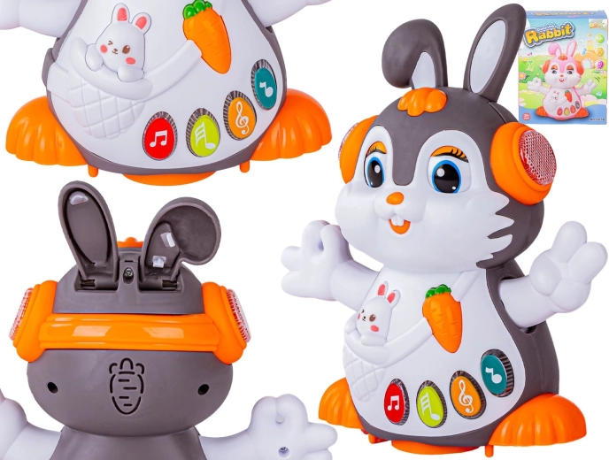 Interactive educational musical bunny – drives, dances and lights up, dark gray - 1 piece