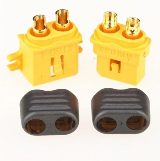 AMASS XT60-L connector with cover and mounting tab - 1 pair
