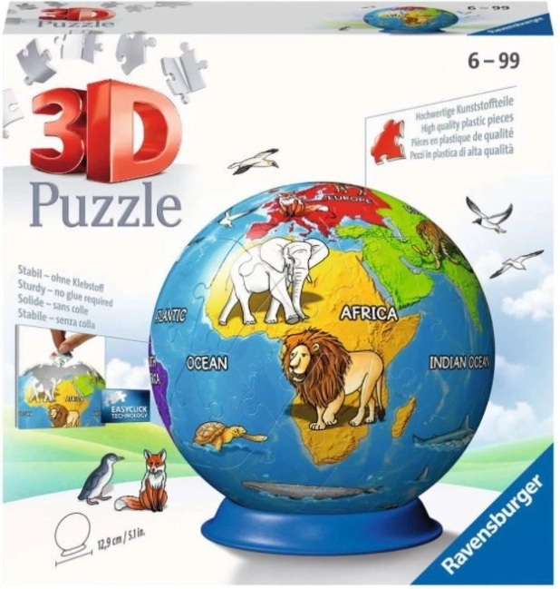 Ravensburger 3D puzzle dječji globus, 72 dijelova