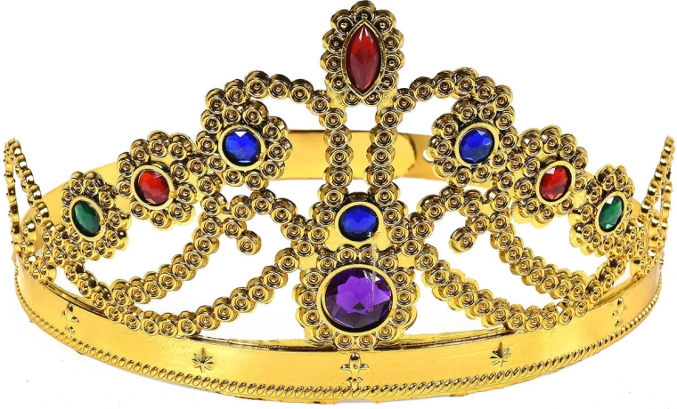 Carnival princess crown, gold with gemstones - 1 piece
