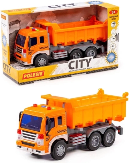 Polesie City dump truck with friction drive, lights and sound - 1 piece