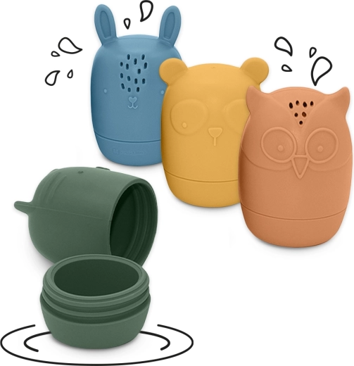 Silikonske igračke za vodu Petite&Mars Amigos, 4 kom, 6m+