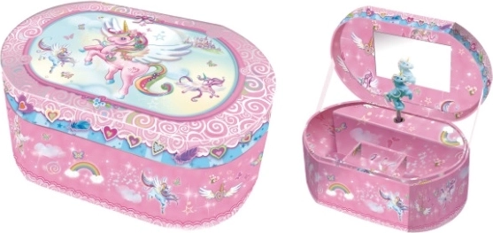 PECOWARE oval musical jewelry box with Unicorn