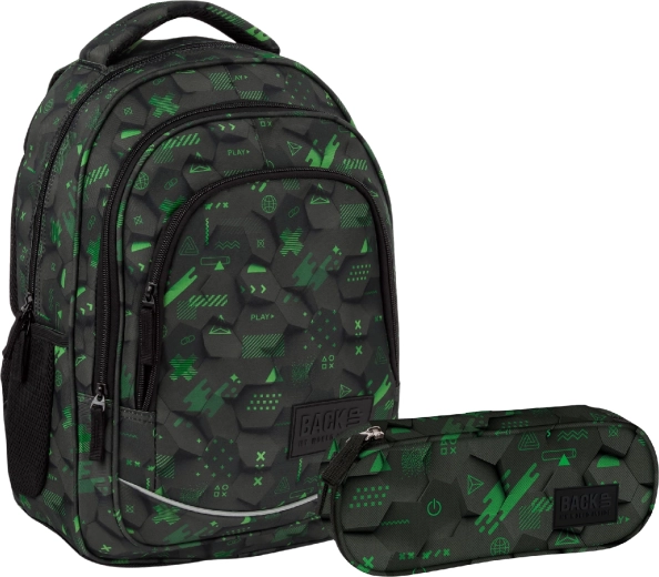 Discounted school set BackUP Hexa Game 2-in-1 – backpack and pencil case