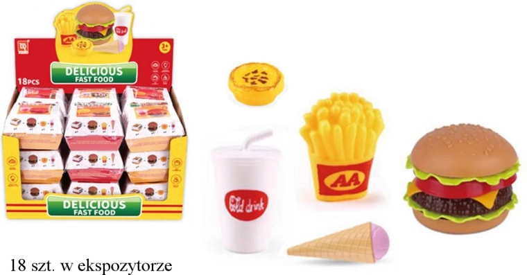 Dječji set brze hrane – hamburger, krumpirići, piće i sladoled
