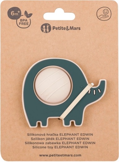Silicone toy elephant Edwin misty green Petite&Mars