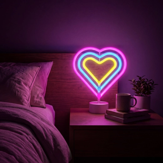 Colorful Neon LED Heart Lamp