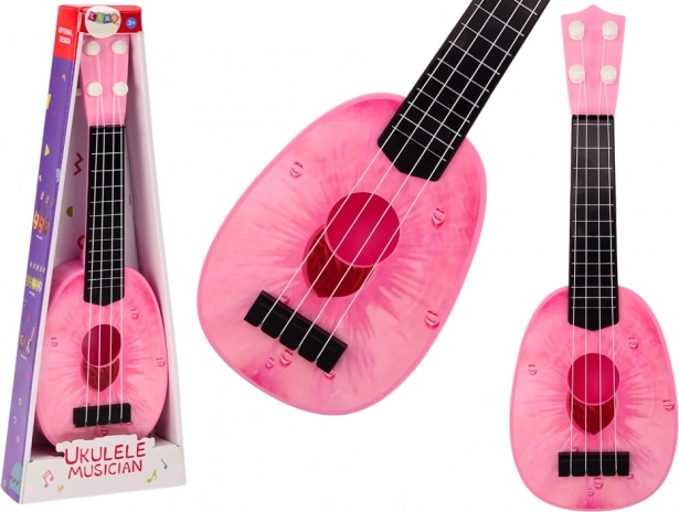 Ukulele za djecu Mini gitara 4 žice motiv breskve ružičasta