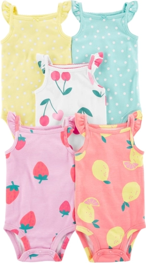 Carter's bodiji na bretele za bebe Dots Fruit za djevojčice, 5 kom