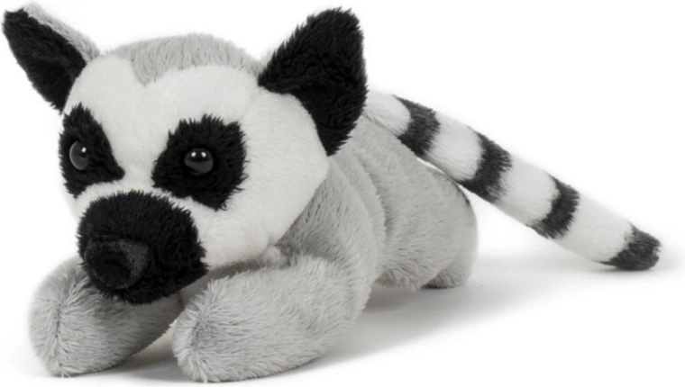 Plush ring-tailed lemur lying down, 18 cm
