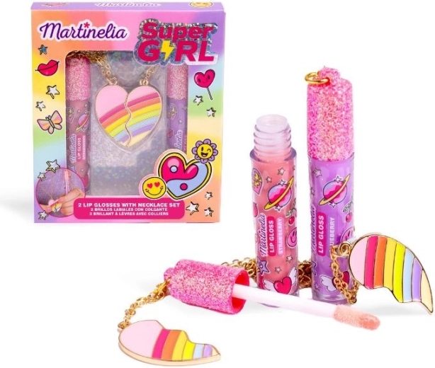 Super Girl Shine Necklace and Lip Gloss Set
