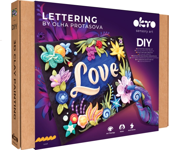 Okto lettering likovni set za oslikavanje masom „LOVE” 30 × 40 cm