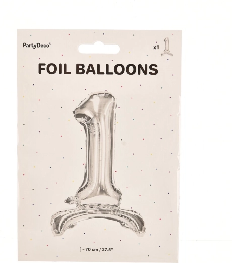 Folijski stojeći balon broj 1 srebrni 70 cm