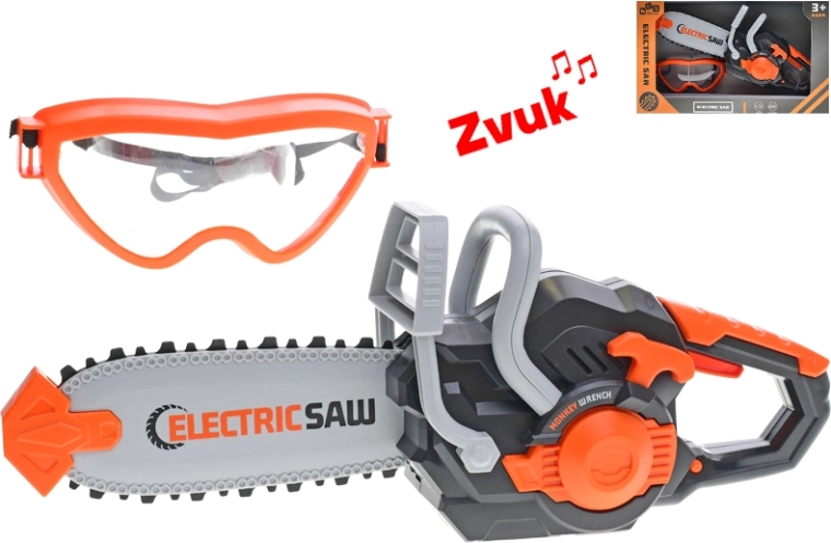 Dječja električna motorna pila s zaštitnim naočalama, 34 cm