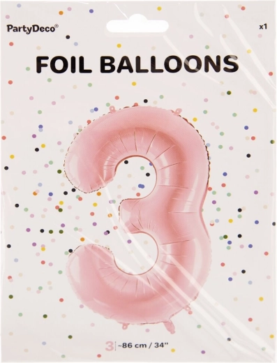 Folijski balon broj 3 ružičasti 86 cm