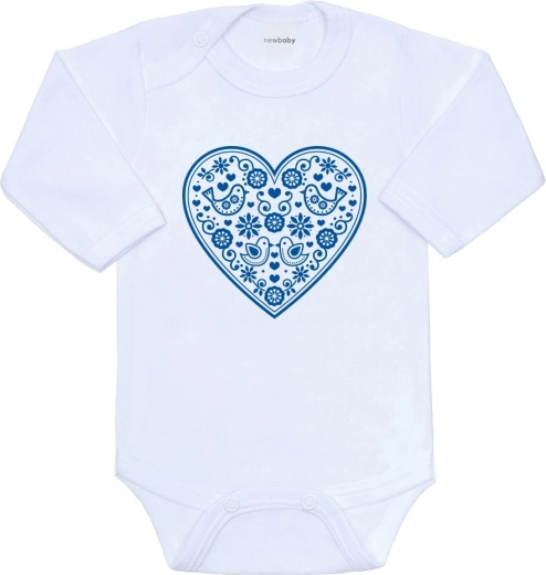 New Baby baby bodysuit with folk print – blue heart, size 68