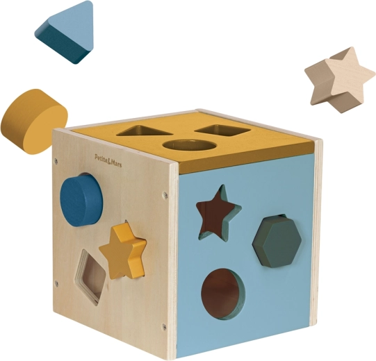 Petite&Mars drvena sortirajuća kocka Gravity Wood of Mars Cosmic Blue