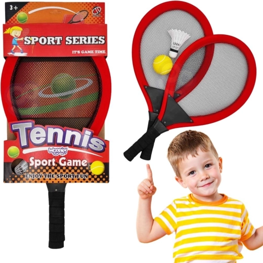 WOOPIE large tennis and badminton rackets for children with ball and shuttlecock set