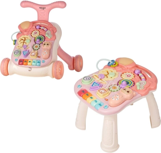 FreeON Free2Play hodalica i igraći stolić Walk & Play 2u1 ružičasto