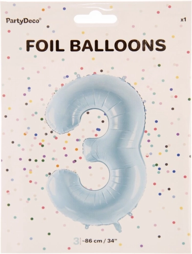 Folijski balon broj 3 plavi 86 cm