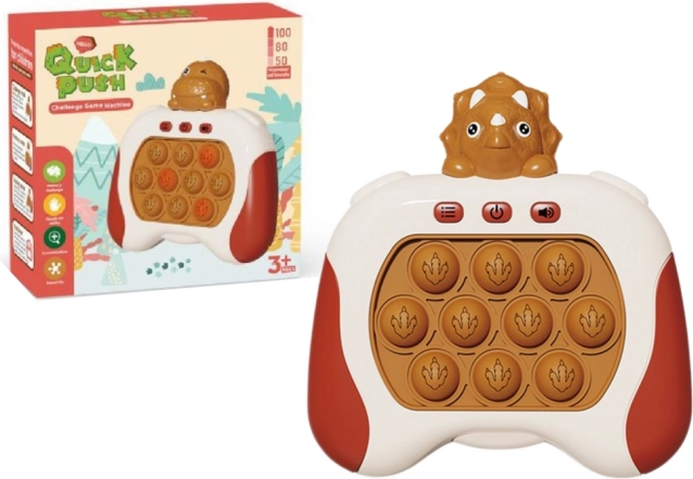 Senzorička igra triceratops Pop It sa svjetlima i zvukovima, smeđa