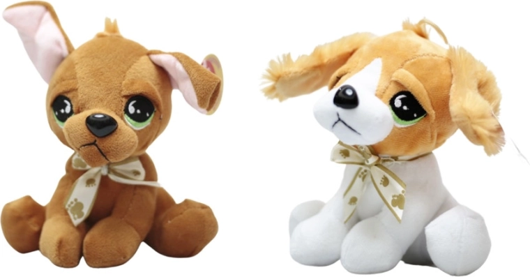 Plišani psić s velikim očima i mašnom