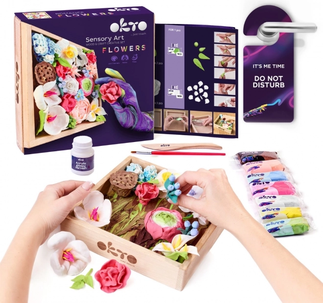 OKTO ROMANCE Likovna modelarska DIY set cvijeće s drvenim okvirom 21x21 cm