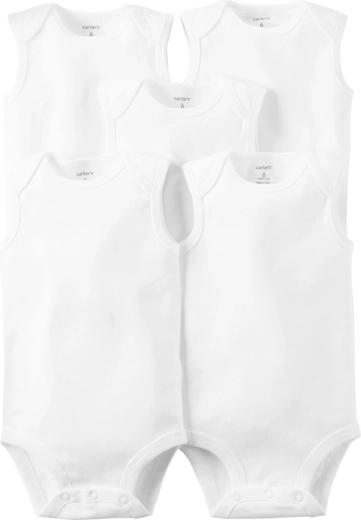 Carter's dječji bodi bez rukava bijeli unisex 5 kom, vel. 62 (3 mj)