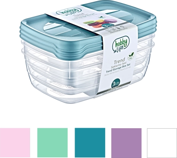 Set od 3 pravokutnih spremnika Trend Box 1,2 l