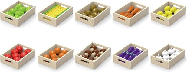 Drvene voće i povrće u kutijama Viga