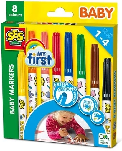 SES My First dječji flomasteri 8 boja s ekstra debelim okruglim vrhom