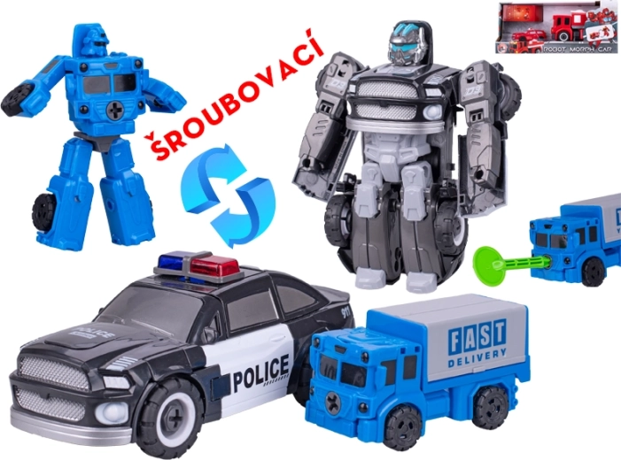 Transformirajuća vozila hitnih službi u robote – policijsko i vatrogasno, set 2 kom