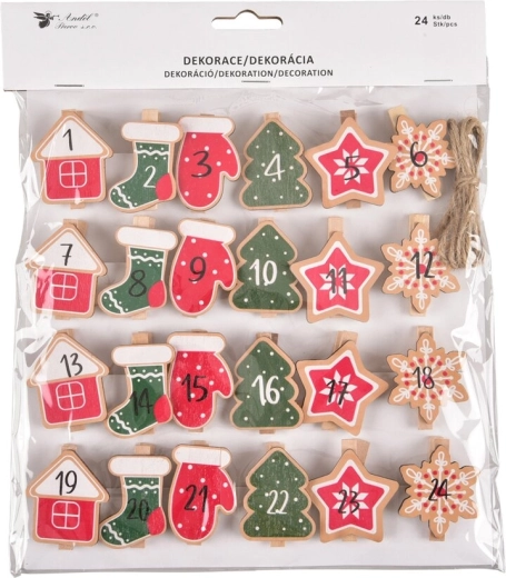 Drvene štipaljke za adventski kalendar (24 kom)
