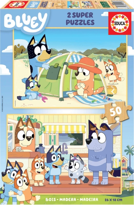 EDUCA drvene puzzle Bluey 2x50 dijelova