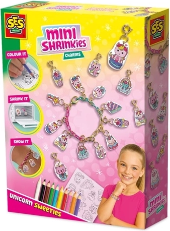 SES Creative Mini Shrinkies – slatkiši s jednorozima, kreativni set za privjeske i narukvicu