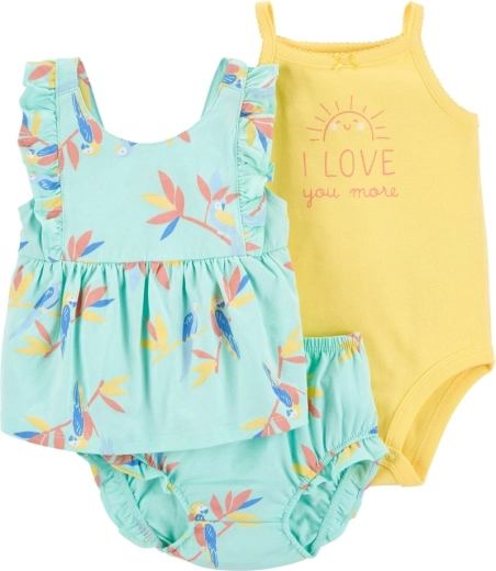 Carter's 3-dijelni set: body na naramenice, majica bez rukava i gaćice Blue Floral za djevojčicu (9 mjeseci)