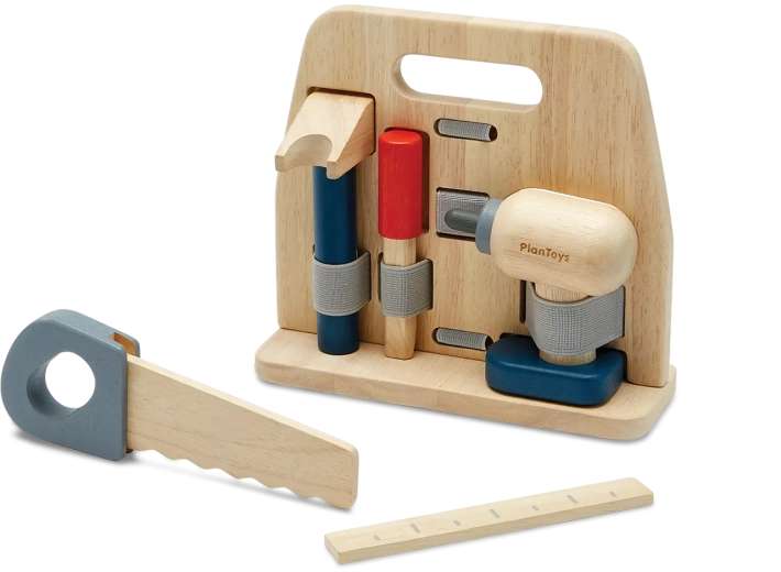PlanToys wooden tool set with stand