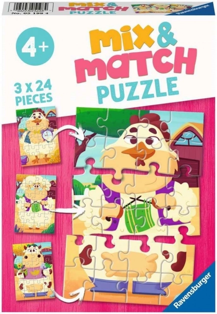 Ravensburger puzzle Mix & Match: moji prijatelji s farme 3×24 dijelova