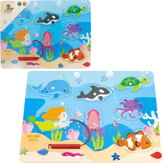 Babu drvene puzzle s magnetičkom šipkom morski svijet