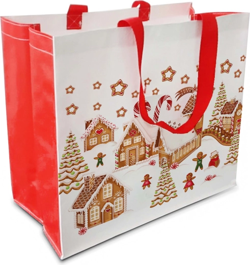 Šoping torba s motivom gingerbread sela 43 × 37 × 21,5 cm